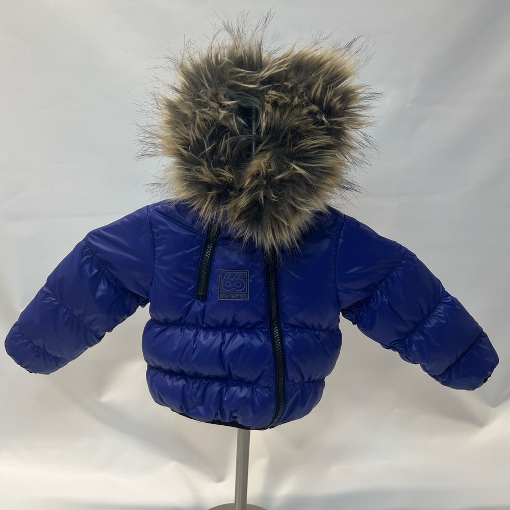 66 Degrees North Blue Puffer Faux Fur Hood Jacket Baby 6-12 Months